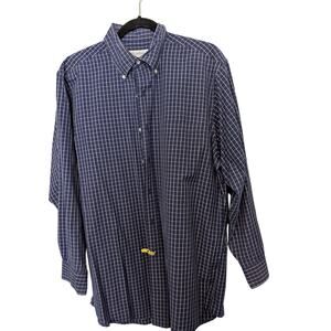 Brooks Brothers Men's Shirt. Navy Blue & White Plaid. 16/32-33. 100% Cotton